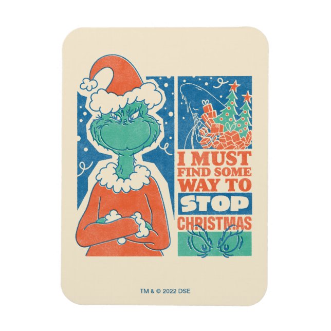 Ímã Grinch | Pare o Natal Gráfico Antigo (Vertical)