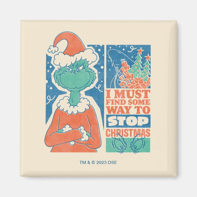 Imã Grinch | Pare o Natal Gráfico Antigo (Frente)