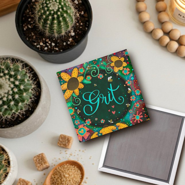 Imã Grit Bumblebee Hearts Diversão Inspirividade Flora (Criador carregado)