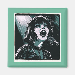 Imã Grite Alto Punk Rocker Arte Pop Retro Verde Água 