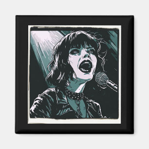 Imã Grite Alto Punk Rocker Pop Art Retro Verde Azulado