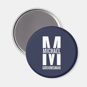 Imã Groomsmen Monograma e Nome Personalizados Modernos