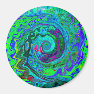 Imã Groovy Abstrato com espiral verde e azul