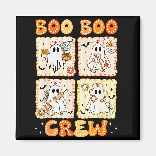 Imã Groovy Boo Boo Crew Nurse Funny Ghost Women Hallow (Frente)
