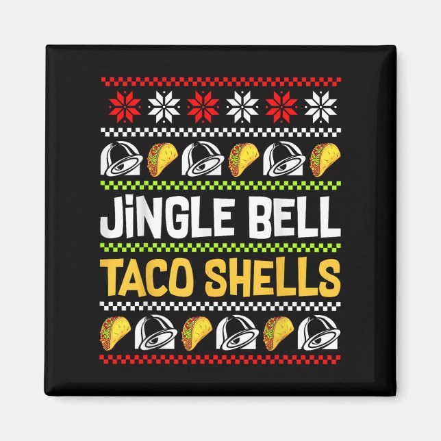 Imã Groovy Christmas Jingle Bells Taco Shells Ugly Xma (Frente)