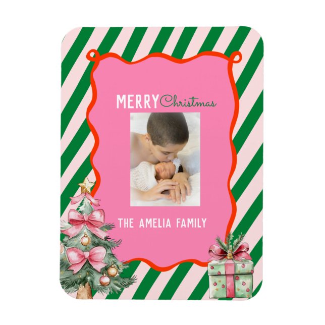 Ímã Groovy Christmas Tree Doodle Photo  (Vertical)