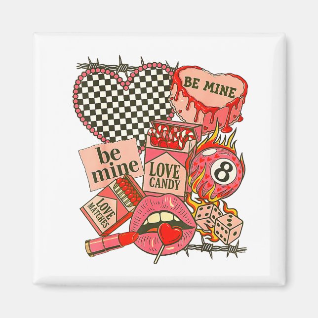 Imã Groovy Coquette Western Valentines Day Collage Cli (Frente)