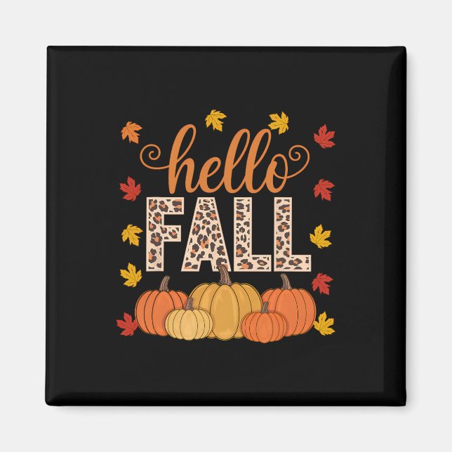 Imã Groovy Fall Autumn Maple Deixa Pumpkin Leop (Frente)
