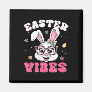 Imã Groovy Feliz Páscoa Bunny Coelho Fofo Rosto Femini