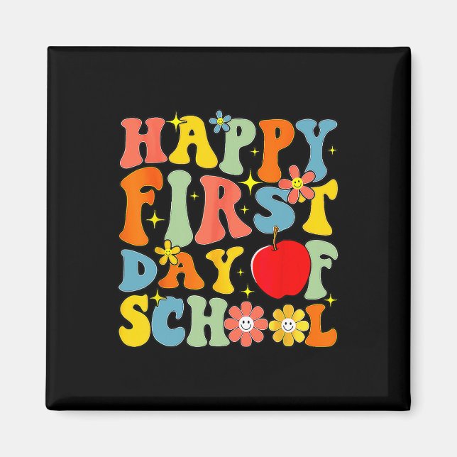 Imã Groovy Feliz Primeiro Dia De Aula De Volta à Escol (Frente)