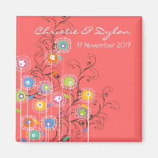 Imã Groovy Flowers Garden Whimsical Save Date