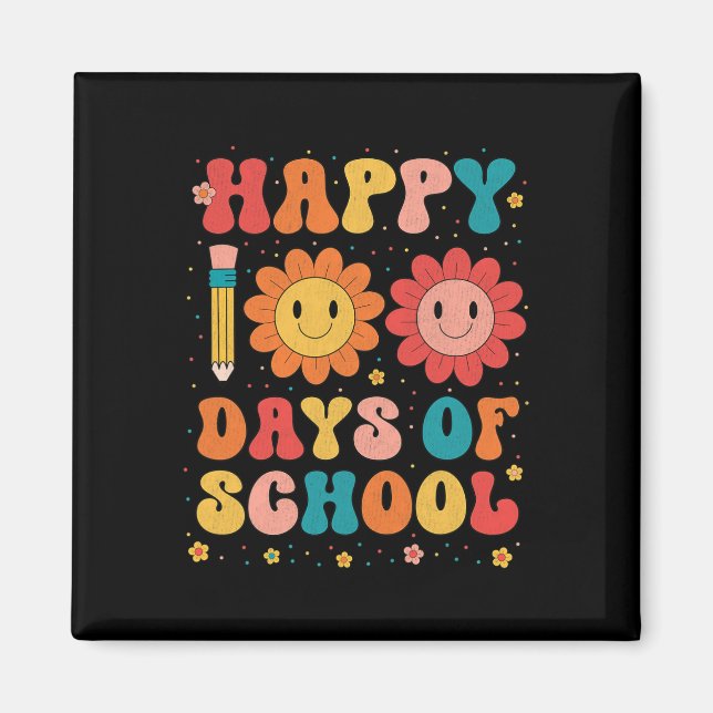 Imã Groovy Happy, 100 Dias De Professora Do 100º Dia (Frente)