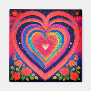 Imã groovy Hearts & Galactic Rosa Magnet