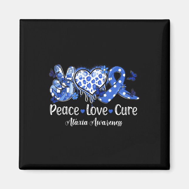 Imã Groovy Peace Love Cure Blue Ribbon Ataxia Awarenes (Frente)