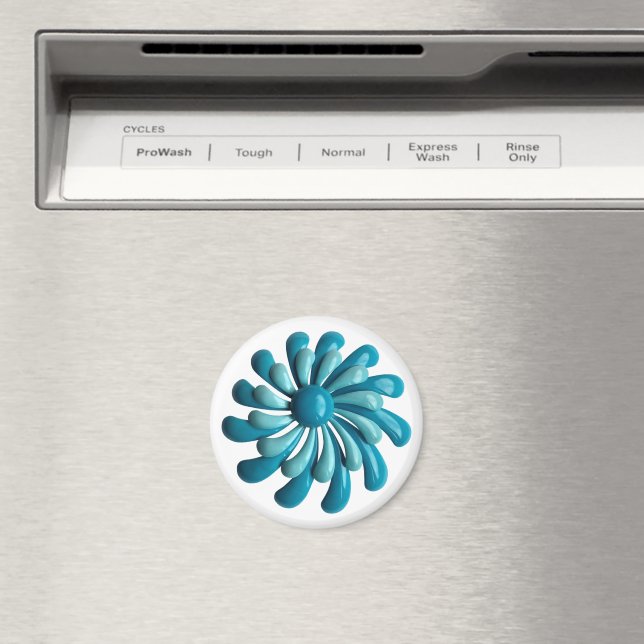 Imã Groovy Retro MOD Atomic Hippie Daisy Flower Blue (In Situ (Dishwasher))