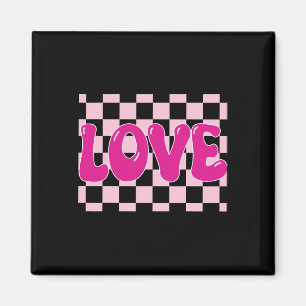 Imã Groovy Retro Xadrez Coração Amor Retro Amor Valen
