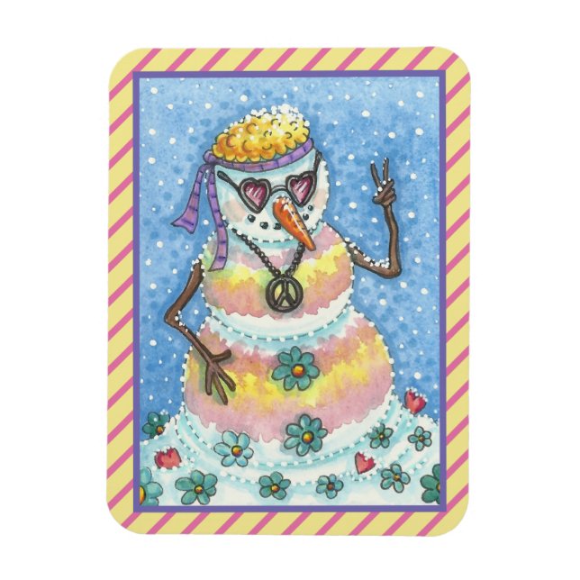 Ímã GROOVY SNOWMAN PEACE ON EARTH CHRISTMAS MAGNET Rec (Vertical)