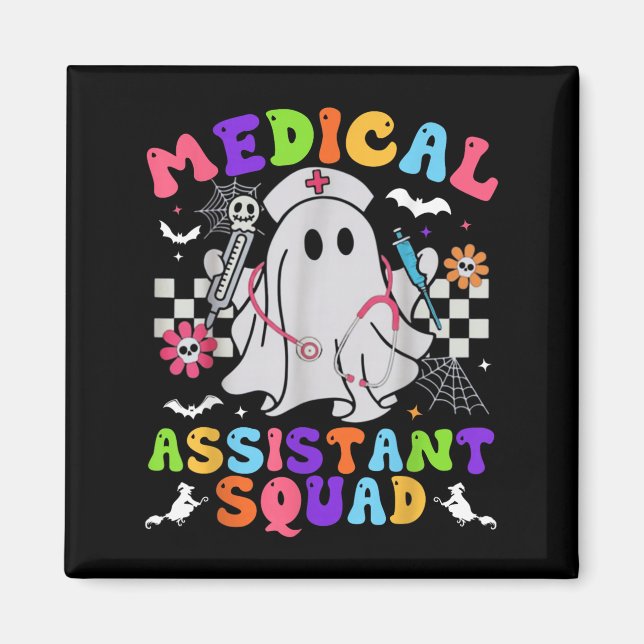 Imã Groovy Spooky Medical Istant Squad Cute Halloween (Frente)