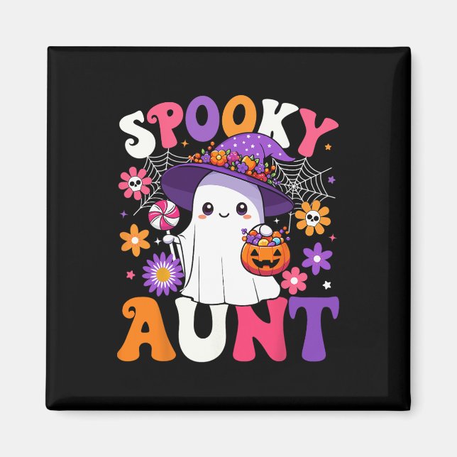 Imã Groovy Spooky tia Halloween Ghost Pumpkin Hallowe (Frente)