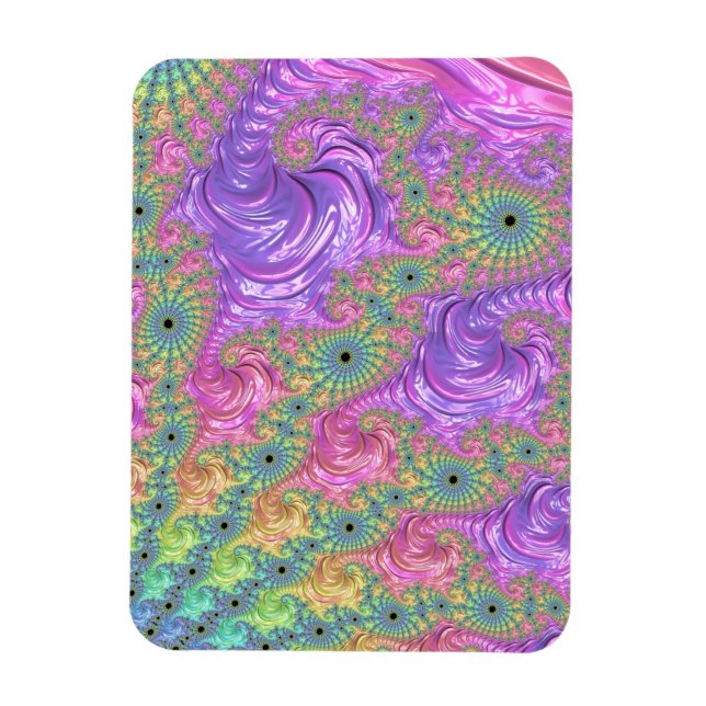 Ímã Groovy Trippy Boho Jewel Tone Rainbow Fractal (Vertical)