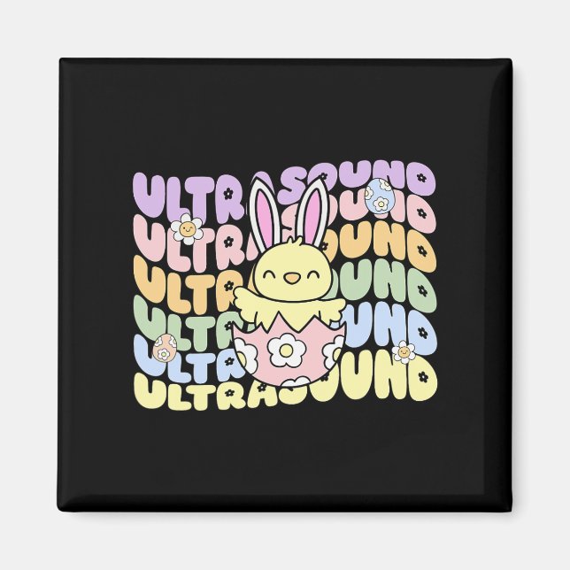 Imã Groovy Ultrasound Tech Bunny Pintinho Ovos Páscoa  (Frente)