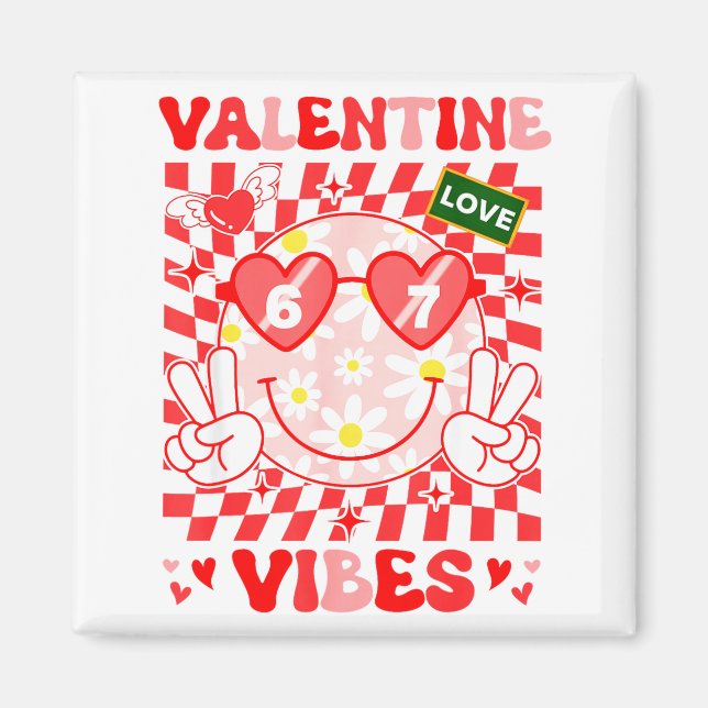 Imã Groovy Valentine Vibes Happy Valentine's Day Girl  (Frente)