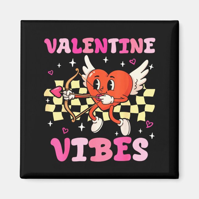 Imã Groovy Valentine Vibes Heart Cud Women Men  (Frente)