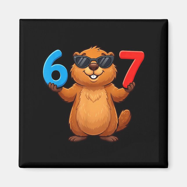 Imã Groundhog Six Seven Drip 67 Meme Funny 6-7 Groundh (Frente)
