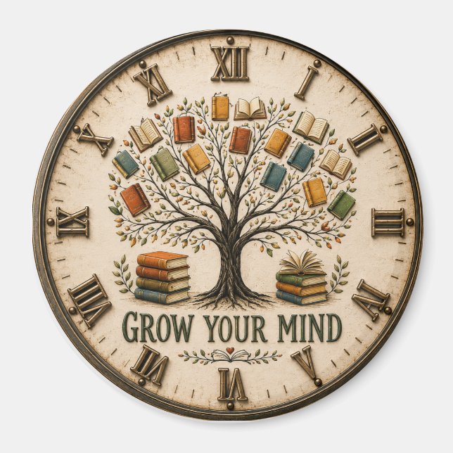 Imã Grow Your Mind Book  Reading Teacher Gift (Frente)