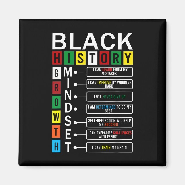 Imã Growth Mindset Definition Cool Black History Month (Frente)
