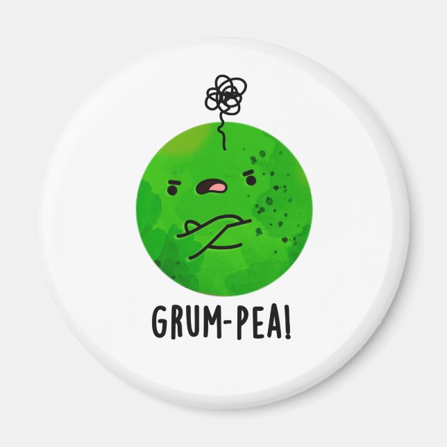 Imã Grum-pea Engraçado Grumpy Pea Veggie Pun (Frente)