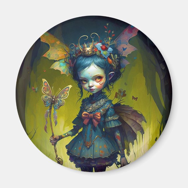 Imã Grumpy Fairy Pixie Fantasy Art (Frente)