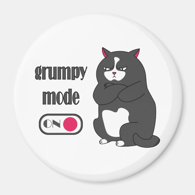 Imã Grumpy mode on funny fat cat (Frente)