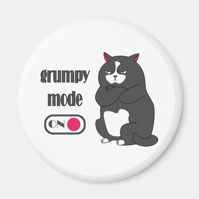 Imã Grumpy mode on funny fat cat  (Frente)