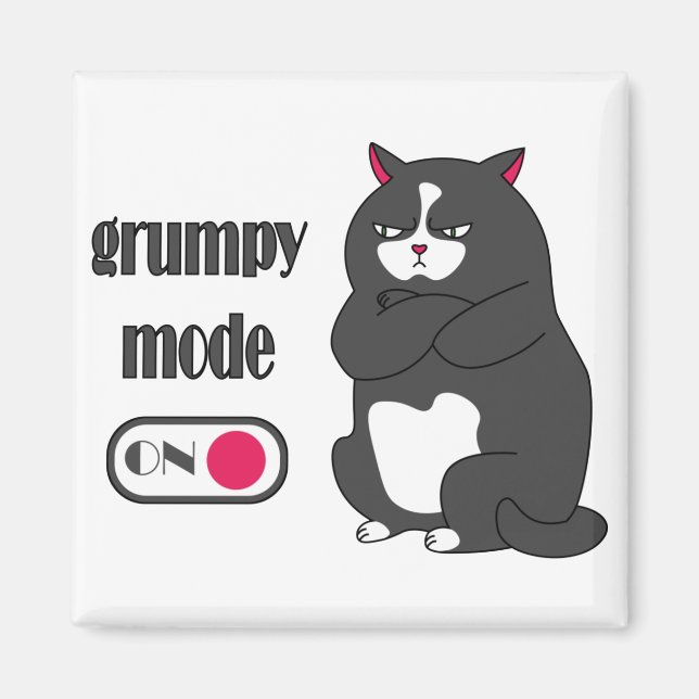 Imã Grumpy mode on funny fat cat  (Frente)