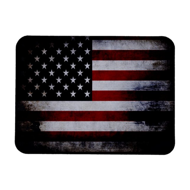 Ímã Grunge Black American Flag (Horizontal)