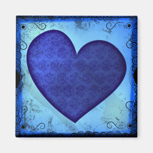 Imã Grunge Paisley Blue Heart