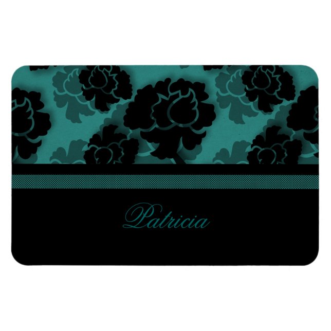 Ímã Grungy Floral Decadence Flexi Magnet, Teal (Horizontal)
