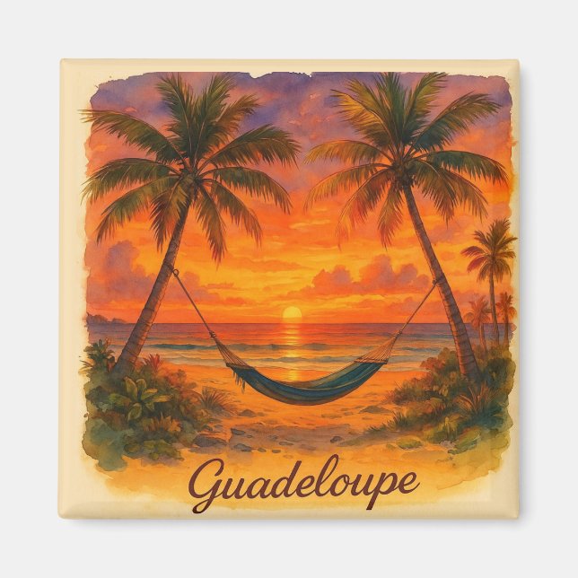 Imã Guadeloupe – Coucher de Soleil Tropical avec Hamac (Frente)