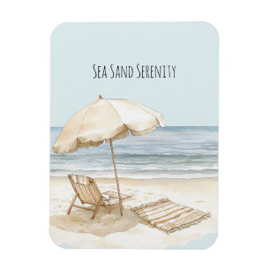 Ímã Guarda-chuva de Praia Oceano Mar Areia Serenidade