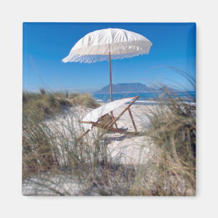 Imã Guarda-chuva e cadeira na praia