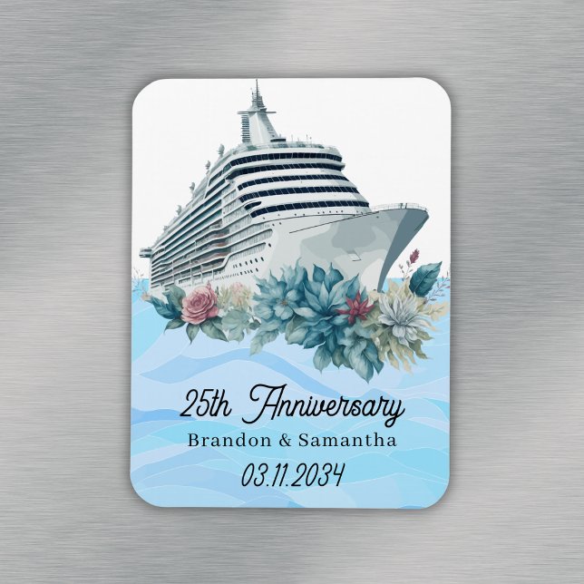 Ímã Guarda de Aniversário de Casamento de 25 de Cruise (Custom Cruise 25th Wedding Anniversary Keepsake Magnet
)