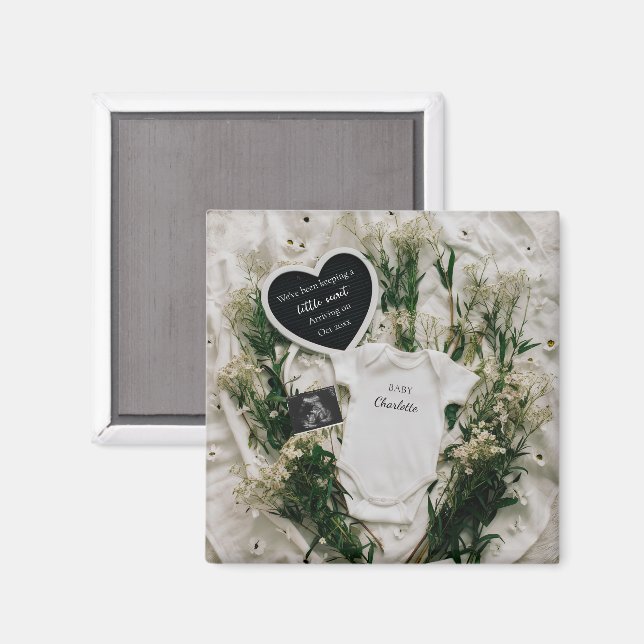 Imã Guarda de anúncio de gravidez floral neutro  (Front/Back)