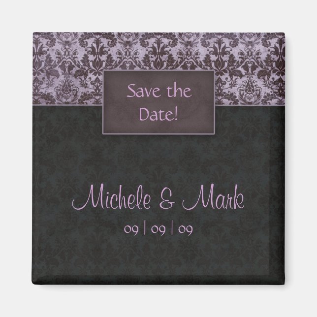 Imã Guardar a Data Damask Magnet Purple (Frente)