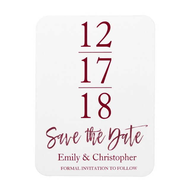 Ímã Guardar o Script Moderno da Borgonha Marsala (Vertical)