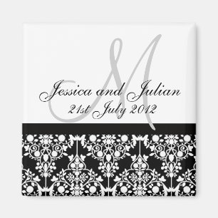 Imã Guarde a data Black/White Monogramme Damask Trelli