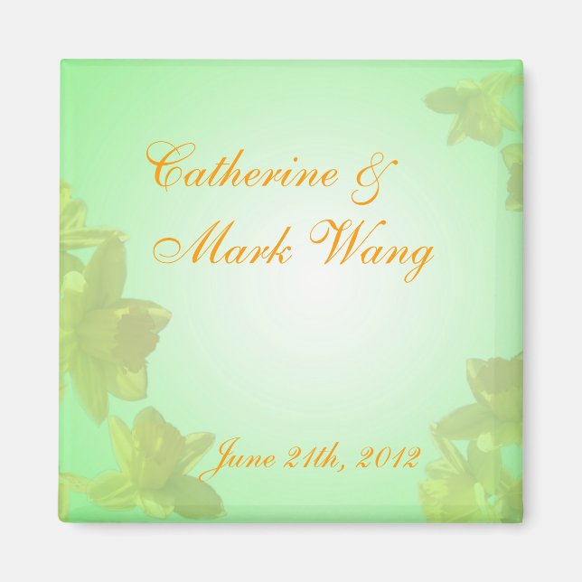 Imã guarde a data, flores de tulipa amarelas (Frente)