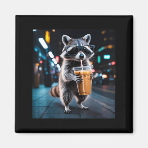 Imã Guaxinim bebendo café gelado meme engraçado de ani