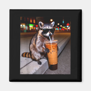 Imã Guaxinim bebendo café gelado meme engraçado de ani