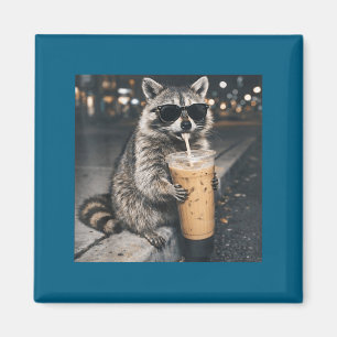 Imã Guaxinim bebendo café gelado meme engraçado de ani